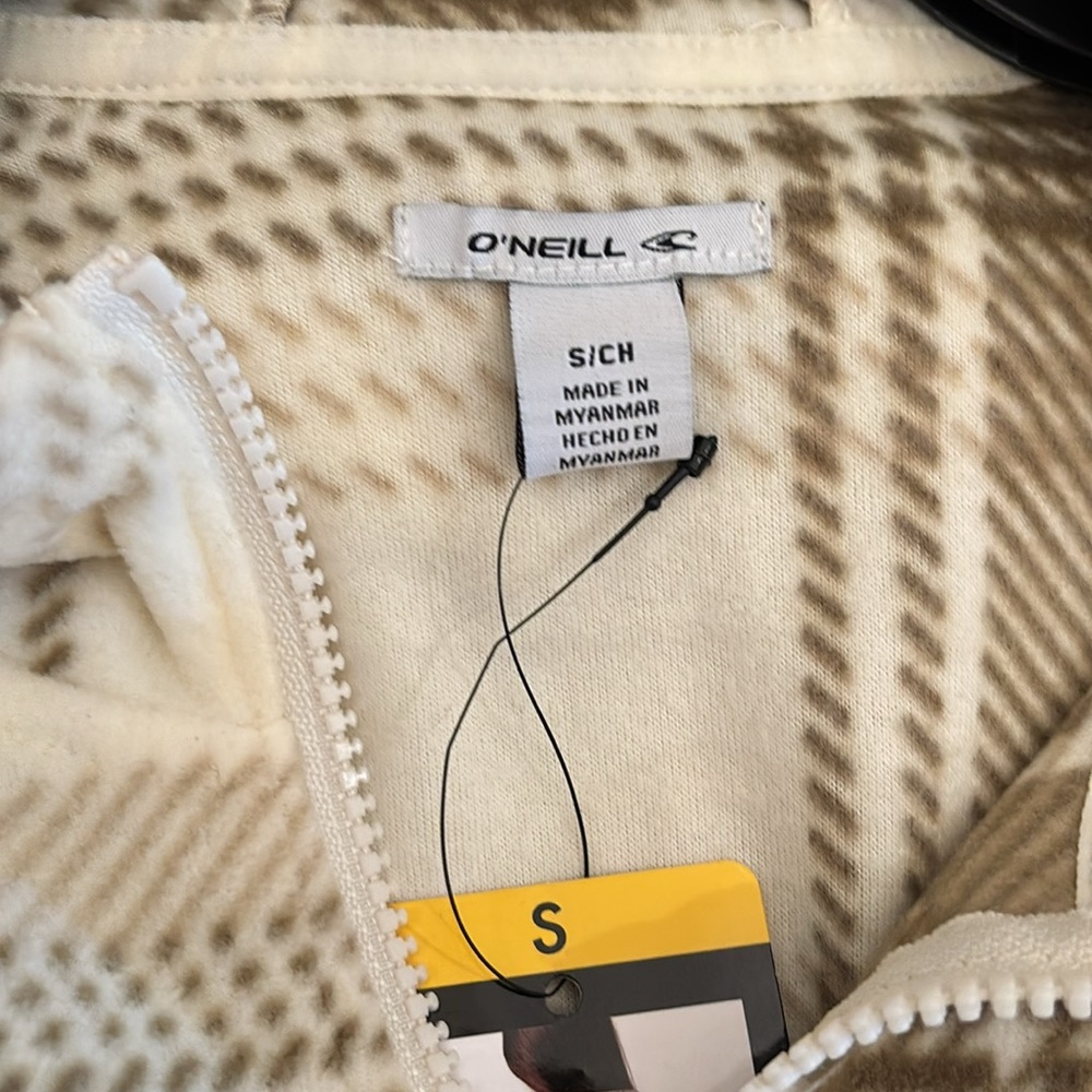 O'Neill Women's Small Plaid Half-Zip Hoodie Jacket NWT‎ - Picture 3 of 4